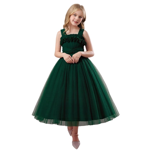 oqasdz Robe Fille Élégante Robe de Fête Fille Sans Manches Tutu avec Couches Fluides pour Grandes Enfants et Tout-Petits Tenue