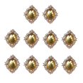 thumbnail image 1 of 10 Rhinestone Cabochons Flat Back Embellishments Buttons for Wedding Phone Decor , Gold, 30x25mm, 1 of 7