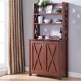 thumbnail image 3 of Bowery Hill Armoire de Cuisine de Style Ferme en Bois à Multiples Rangements, Noyer, 3 of 5