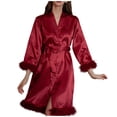 thumbnail image 2 of Tawop Peignoir Femme Pyjama Femme Peignoir Robe Décontractée Femme Chemise de Nuit Rouge G, 2 of 4