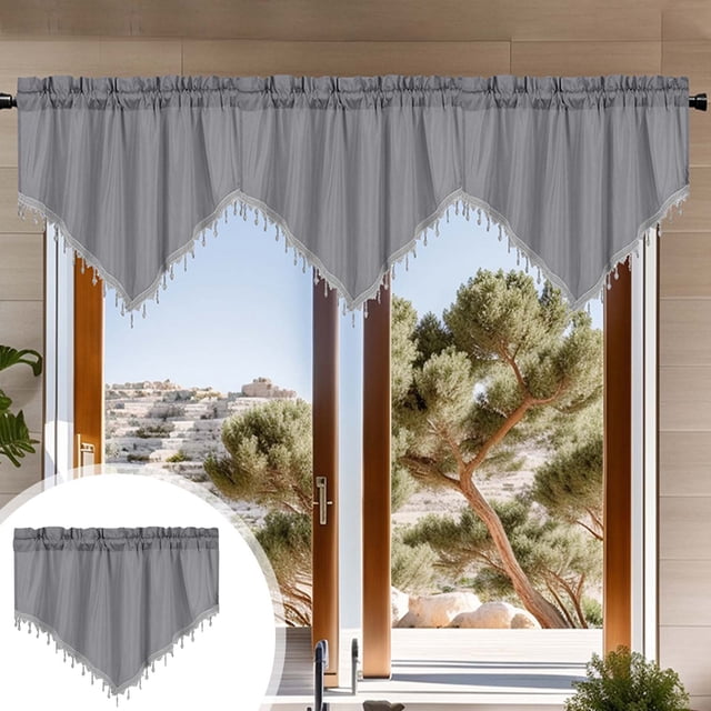 LSLJS Curtains Short Curtains Solid Color Curtains Triangular Curtains Household Curtains Small Curtains Through Rod Curtains, Curtains Curtains