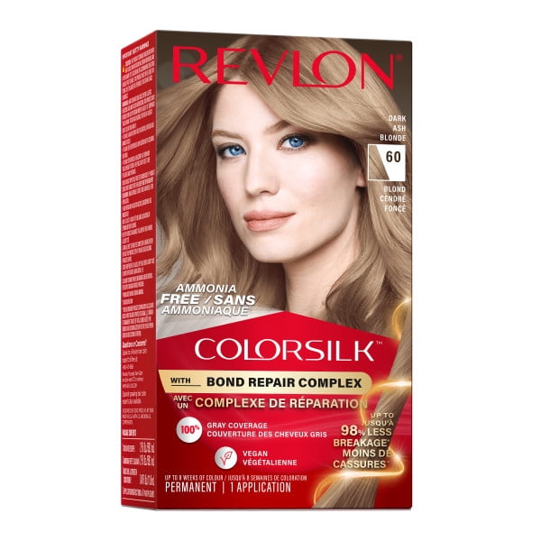 REVLON ColorSilk™ BOND REPAIR Permanent Hair Colour, 100% Gray Coverage, Ammonia Free Dye, Vegan Keratin, Dark Ash Blonde1PK