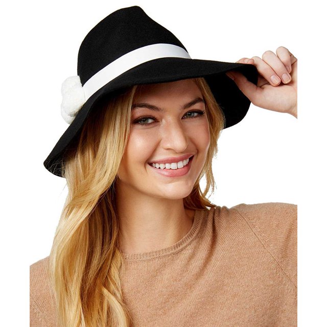 August Hat It Girl 3 Pom Fedora Grand, Noir, une Taille