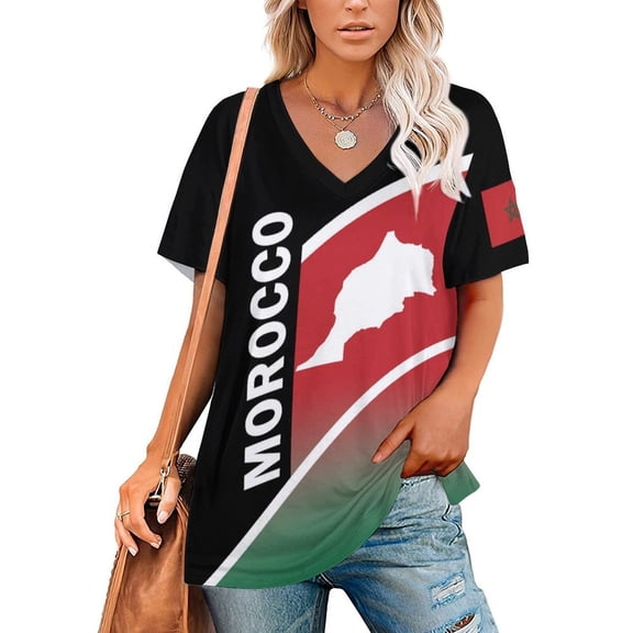 Chandail de Soccer Marocain pour Femmes 2026 pour Fans de Soccer avec Drapeau de la Nation, Chandail Aussi Personnalisé