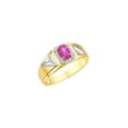 thumbnail image 4 of RYLOS Men's Rings Yellow Gold Plated Silver Classic 7X5MM Oval Gemstone & Diamond Ring Star Ruby July Birthstone Rings For Men Size 10, 4 of 7