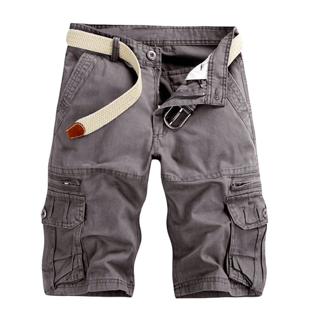 DPTALR Men's Casual Pure Color Outdoors Pocket Beach Work Trouser Cargo Shorts Pant