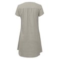 thumbnail image 4 of HKEJIAOI Robe Femme Femme Manches Courtes Col en V Décontractée Chaude Vacances Couleur Unie Mini Robe Droite Économies Liquidation Gris, 4 of 8