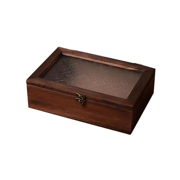 Abbracc Organisateur de Bijoux Boîte de Rangement en Bois Boîte à Bibelots Vide Décorative avec Couvercle à Charnière 24x15.5x7cm
