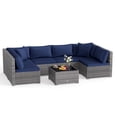 thumbnail image 1 of Patiojoy 7 Pcs Outdoor Patio Furniture Set All-Weather PE Rattan Sofa Set w/Coffee Table & Cushions Navy, 1 of 10