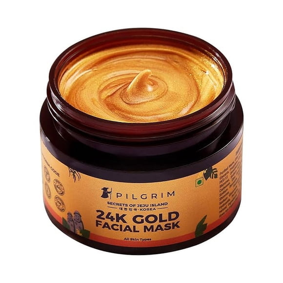 Pilgrim 24K Gold face mask for glowing skin hydrating, boosts collagen and restoring skin radiance | For All Skin Types | For Men & Women | 50gm