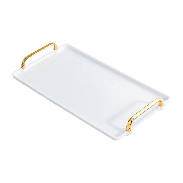 veasfak Serving Tray with Handle Storage Organizer Coffee Table Tea Tray Vanity Tray white large