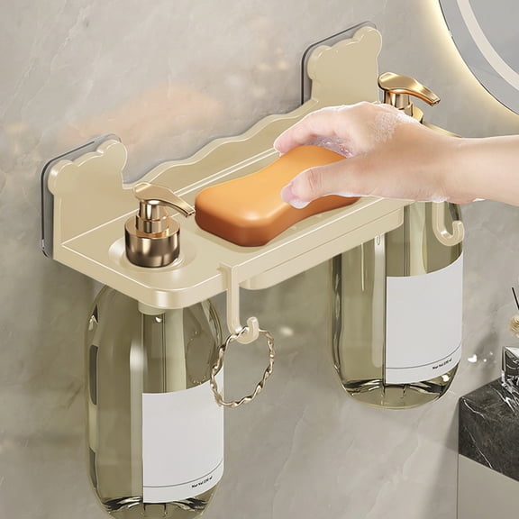 No Drill Wall Mounted Shampoo Conditioner Soap Holder | Plastic Multicolor Storage Rack | Space Saving Bathroom Kitchen Toilet Organizer | Easy Install No Damage