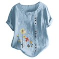 thumbnail image 2 of Levmjia Hauts Chemises pour Femmes Grande Taille Liquidation Été Femmes Décontracté Grande Taille Col Rond Imprimé Ample Tunique à Boutons Chemise Blouse Hauts, 2 of 3