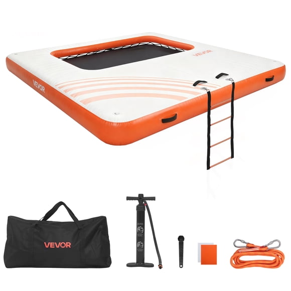 VEVOR Quai Flottant Gonflable, Plateforme de Quai Gonflable 10 x 10 Pi, Tapis d'Eau et d'Air Antidérapant avec Sac de Transport Portable et Échelle Détachable, Plateforme d'Eau Flottante Radeau d'Île pour Piscine Plage Océan