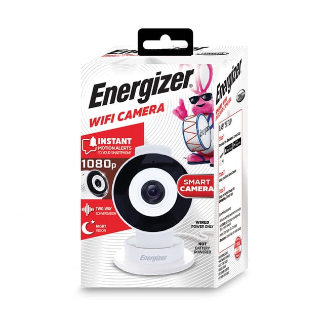 XTREME DIGITAL LIFESTYLE ACCESSORIES Energizer Smart Wi-Fi White Indoor Camera 1080P Full HD Cloud/Micro-SD Card Support 2.4GHz WiFi
