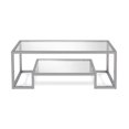 thumbnail image 3 of Henn&Hart CT0065 Rectangular Coffee Table with Tempered Glass Top and Steel Frame, Nickel, 3 of 8