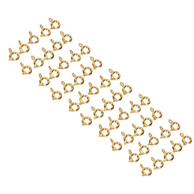 TOPINCN 50pcs 6mm Copper Spring Rings Round Clasps with Big Hole, Easy to Open and Close, Jewelry Spring Clasp for Jewelry Making