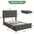 thumbnail image 2 of Twin Size Bed Frame with Adjustable Headboard and 2 Storage Drawers, Soft Upholstered Platform Bed Frames with Wooden Slats Support, No Box Spring Needed, Dark Grey, 2 of 8