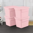 thumbnail image 4 of Sterilite 68 Liter Tote, Plastic Storage Bin with Snap-on Lid, Stackable, Pink, 4 of 6