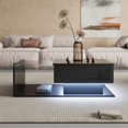 thumbnail image 3 of Table Basse - Cadre Piano Noir, Dessus en Verre, Éclairage Intelligent, 3 of 5