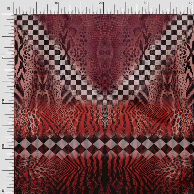 Soimoi Rayon Crepe Fabric Multi Panel Print Fabric by The Yard 46 Inch Wide