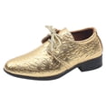 thumbnail image 1 of GPOECD Fashion Solid Color Lace Up Low Heel Boys Dress Shoes for Performance Comfortable Style Pattern 03_Gold,28, 1 of 7