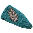 thumbnail image 1 of Crochet Headbands Winter Leaves Pattern with Rhinestones Elastic Head Protector Wide Warm Chunky Hair Accessories for Girls Post Green, 1 of 6