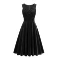 thumbnail image 1 of Penkiiy Robes en Velours pour Femmes, Robe Rétro Trapèze, Robes Formelles pour Invitées de Mariage Cocktail Noël Fêtes Robes L Noir, 1 of 5
