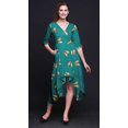 thumbnail image 4 of Bimba Robe Droite Asymétrique en Coton Verte à Papillons et Papillons Imprimés pour Femmes avec Poches, Décontractée, Mi-Longue - Grand, 4 of 4