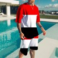 thumbnail image 2 of Ketyyh-chn99 Pyjama Homme Ensemble Été Maillot de Bain Plage Ensemble Homme Tenue Décontractée Mode Urbaine Haut Col Ras du Cou T-Shirt Poche Shorts Ensembles Rouge,2TG, 2 of 4