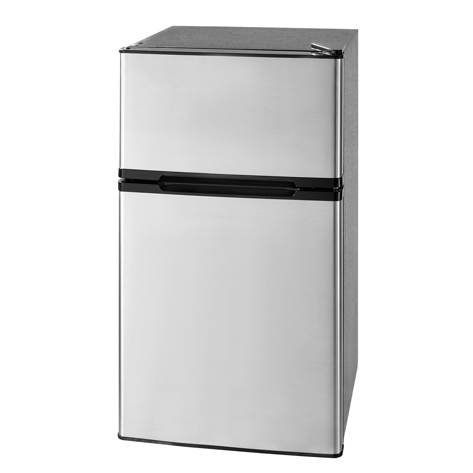 KFFKFF Mini Fridge with Freezer, 3.2 Cu.Ft, Two Door Compact Refrigerator, Adjustable Temperature, Shelf, Energy Efficient Small Fridge, Reversible Door, Low Noise