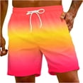 thumbnail image 2 of RKSTN Mens Swim Trunks Color Blocked Print Novel Ultra Plus Size Elastic Waistband Drawstring Comfortable 5 Inseam Summer Beach Breathable Vacation Shorts with Pockets, 2 of 9