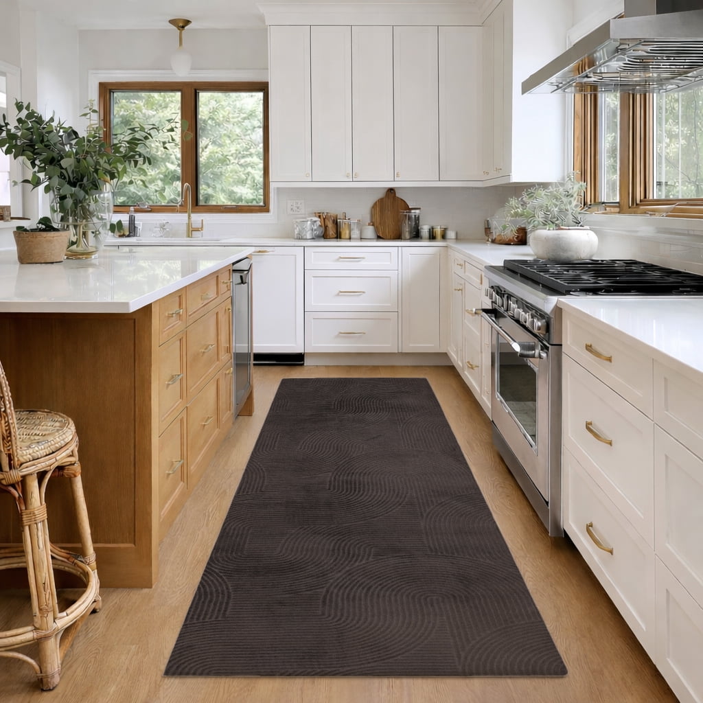 Tapis de Couloir Elion Lavable A la Machine Contemporain/Moderne pour Salon, Chambre, Salle Manger, Entrée, et Plus Encore.