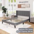 thumbnail image 3 of Gymax Cadre de Lit Rembourré Format Grand avec Poches Élastiques Base de Matelas Gris, 3 of 9