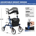 thumbnail image 2 of Twister.CK Déambulateurs Roulants Pliants pour Aînés, avec Amortisseur, Déambulateur de Mobilité Léger avec Siège et Roue, Fauteuil Roulant à Hauteur Réglable, Bleu, 2 of 8