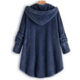 thumbnail image 4 of Qertyioot Women Plus Size Button Plush Tops Hooded Loose Cardigan Wool Coat Winter Jacket, 4 of 7