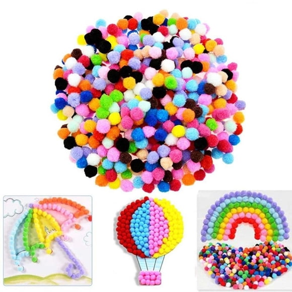 100 Assorted Color Pom Poms, Staron 1 Inch Fluffy Craft Pompoms for DIY Hobby Supplies, Creative Craft Decorations for Kids Projects Doll Making with Random Colors