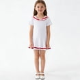 thumbnail image 5 of JDQJBZ Toddler Girls Short Sleeve Dress Collar Ruffle Hem School Outfit, 5 of 5