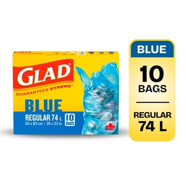 Glad Sacs de Recyclage Bleus - Réguliers 74 Litres - 10 Sacs à Ordures