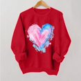 thumbnail image 1 of Styesk Chemises à Manches Longues pour Femmes Imprimé Cœur Hauts Confortables Doux Col Rond T-Shirts Chandail Mode Léger Chandail en Molleton Graphique de la Saint-Valentin Hauts Décontractés, 1 of 3