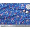 thumbnail image 3 of Soimoi Tissu Satin Modal Bleu Flocon de Neige & Baies Rouges Imprimé Tissu 1 Yard 42 Pouces de Large, 3 of 6
