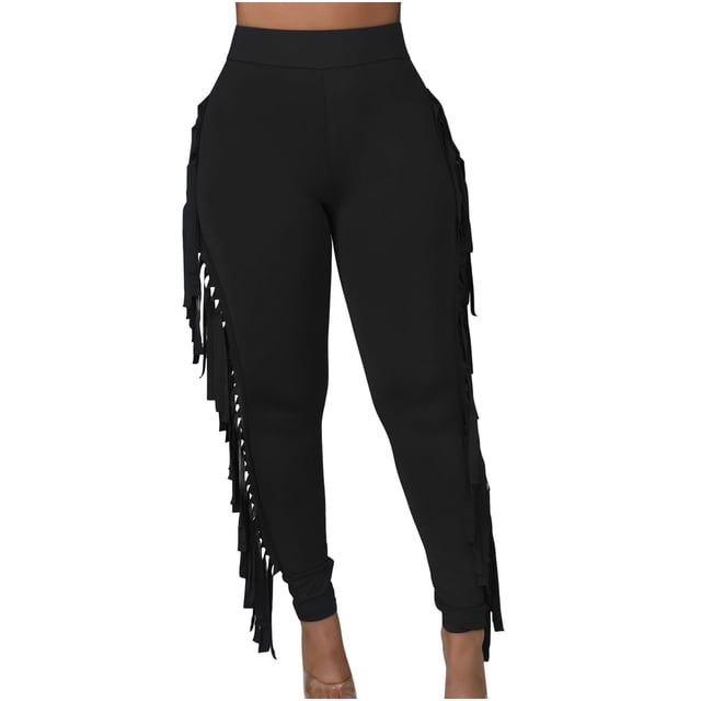 Birdeem Pantalon Aguichant Moulant à Franges pour Femmes