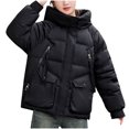 thumbnail image 1 of KIHOUT Veste d'Hiver Ample pour Femmes, Tendance, Surdimensionnée, à Capuche, Courte, Matelassée, avec Fermeture Éclair, 1 of 3