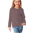 thumbnail image 4 of MeetoTime Girls Long Sleeve Tops Crewneck Solid Color Dressy Tunic Tops Children's Pullover Undershirt, 4 of 5