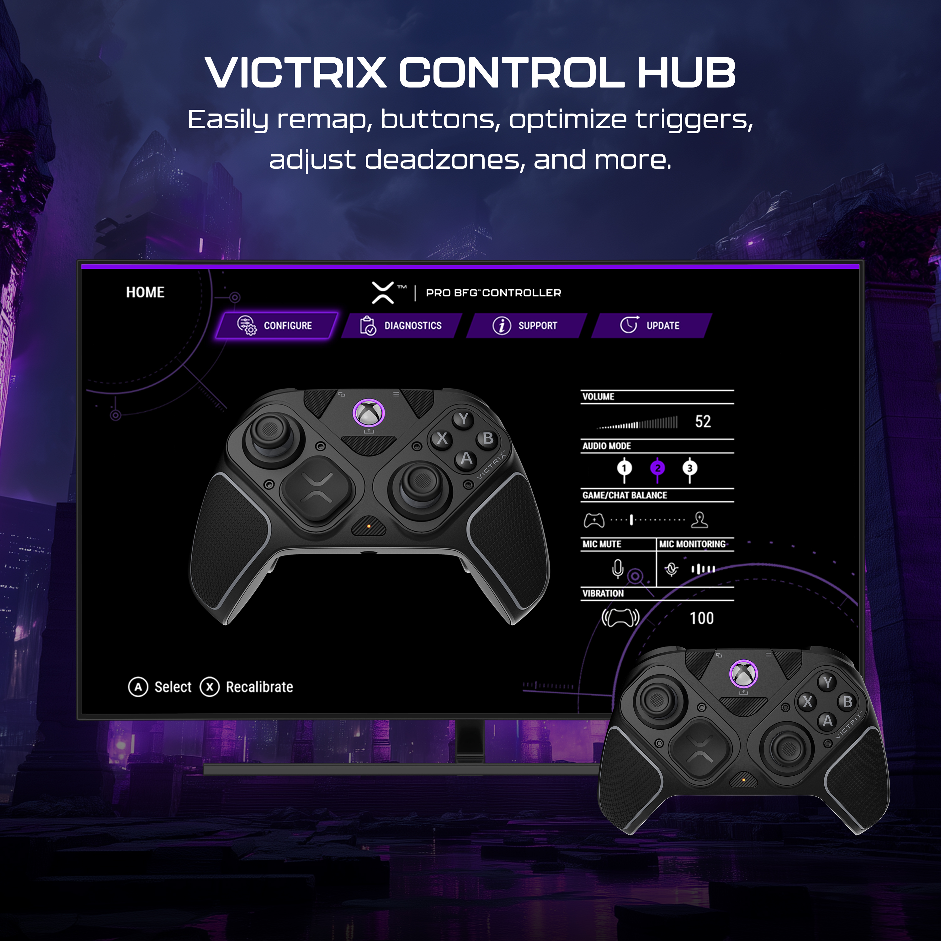 Turtle Beach Victrix Pro BFG Reloaded Wireless Modular Gaming Controller for Xbox Series X|S, Xbox One, & Windows PC; Bluetooth, Fightpad Module, Hall-Effect Thumbsticks/Triggers - Black