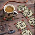 thumbnail image 3 of Inkdotpot Set of 6 Drink Coasters DecorativeNon,SlipCork Base4-inch Square PrintedCoastersEasy Clean- Quotes, 3 of 8
