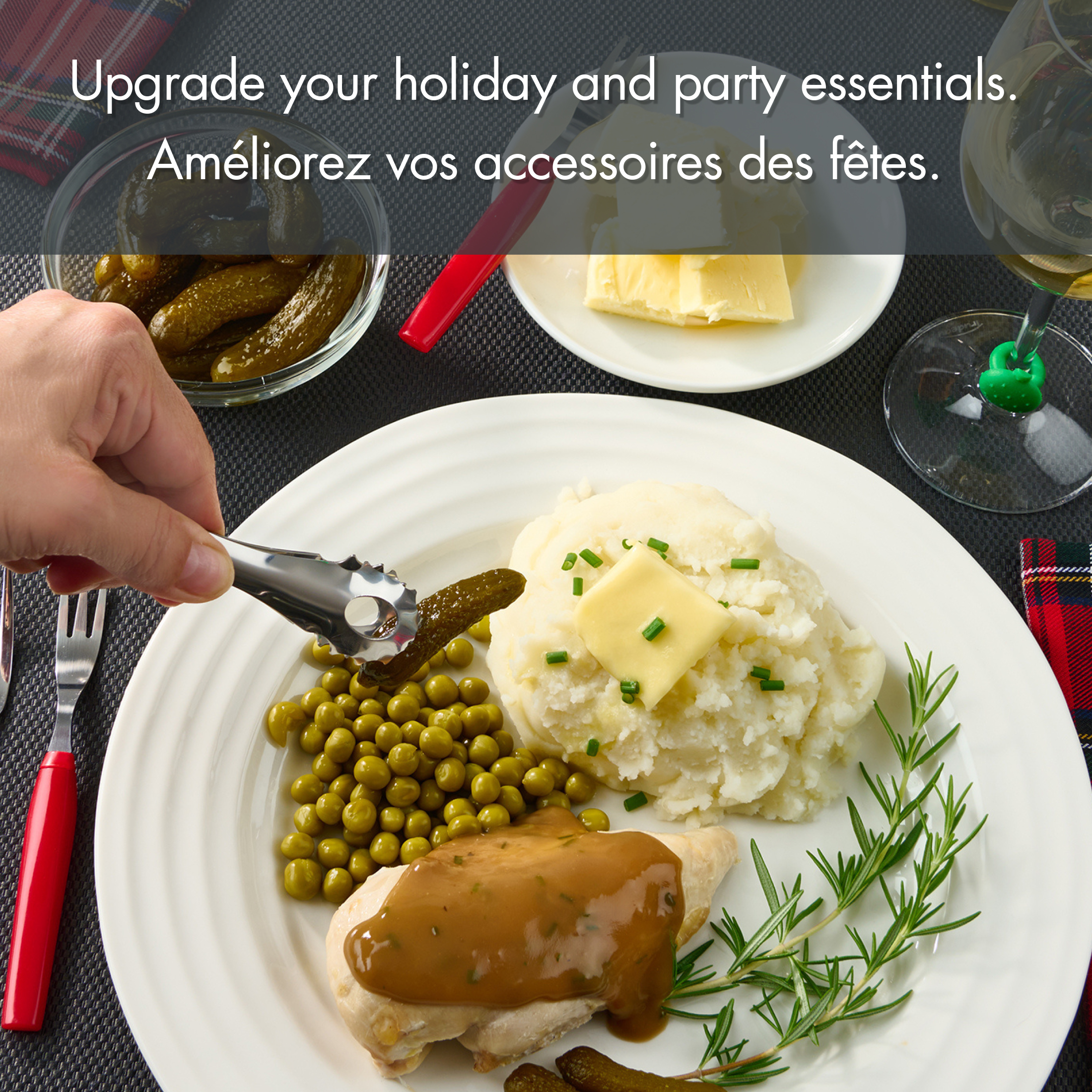 6-Piece Holiday Time Stainless Steel Appetizer Tong Set