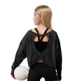 thumbnail image 4 of Plebaso T-shirts d'Entraînement pour Filles à Manches Longues/courtes, Dos Ouvert, Chandails Courts de Course Athlétiques pour Enfants, 4 of 7