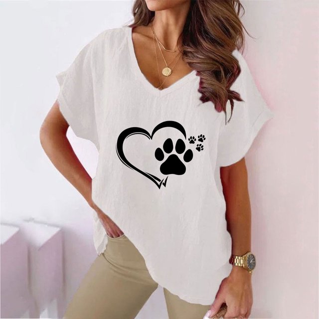 LSLJS Blouses pour Femmes Col en V Imprimé T - Mode Confortable, Cadeaux pour Femmes
