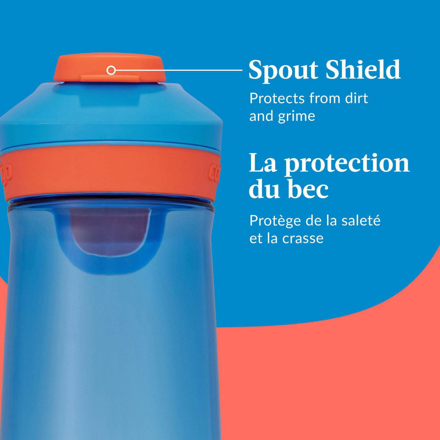 Contigo Kids Casey Water Bottle with Autoseal Lid, Blue Poppy with Coral, BPA-Free
